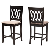 Baxton Studio Florencia Modern Beige Fabric and Espresso Brown Finished Wood 2-Piece Counter Stool Set